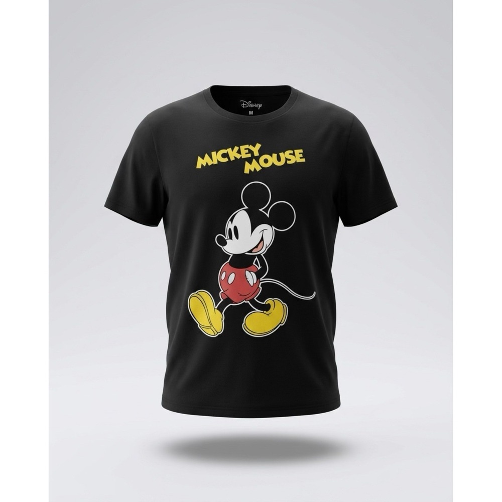 Disney Mickey Mouse Black Short Sleeve Graphic Tee Adult Size Medium